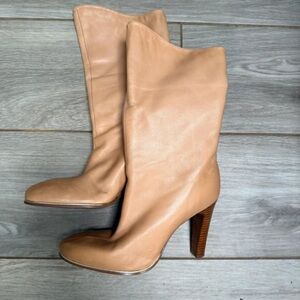 Elegant Tan Leather Heeled Boots